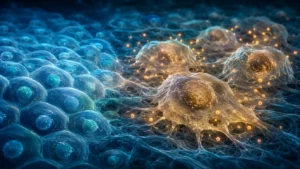 Cellule sane e cellule senescenti chiamate cellule zombie